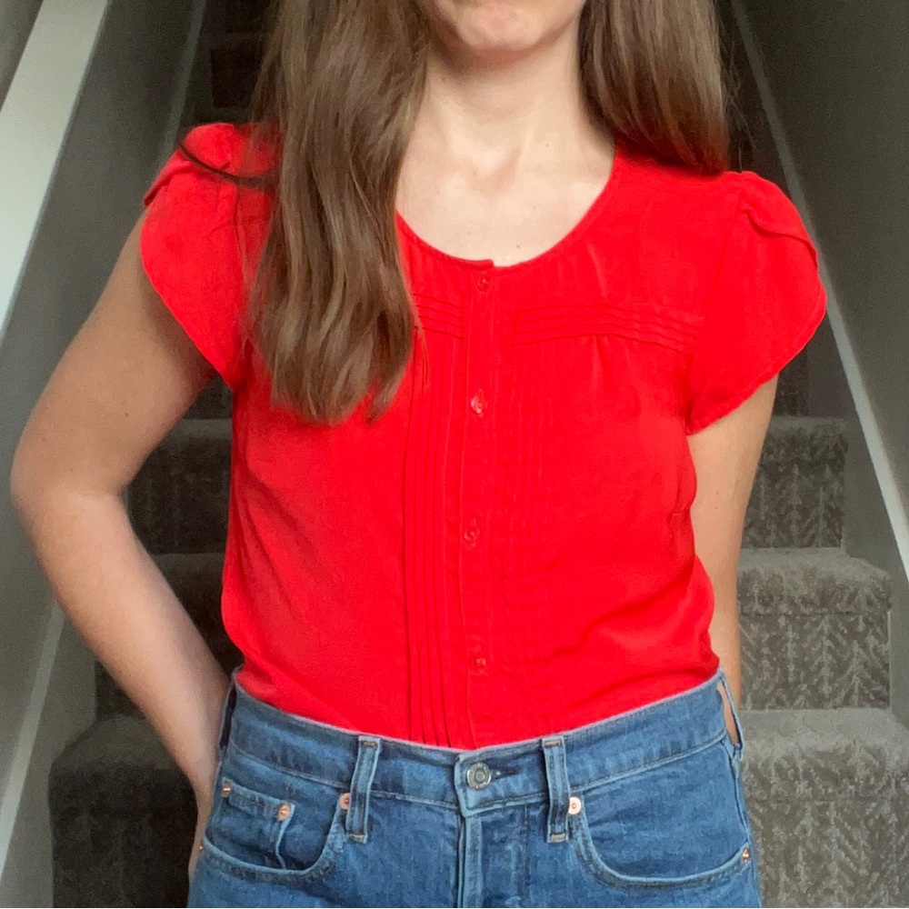 G.H. Bass & Co. Orange Short Sleeve Blouse